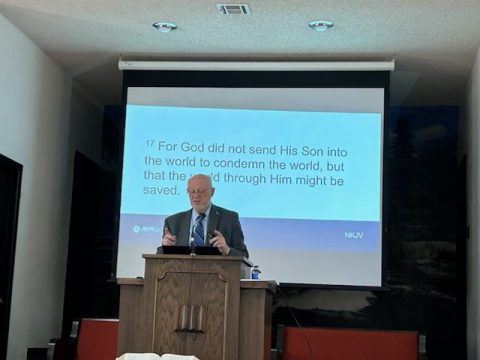 Tom Kingsbury AWR Ambassador spoke at Deming English Church March 8, for annual offering appeal.